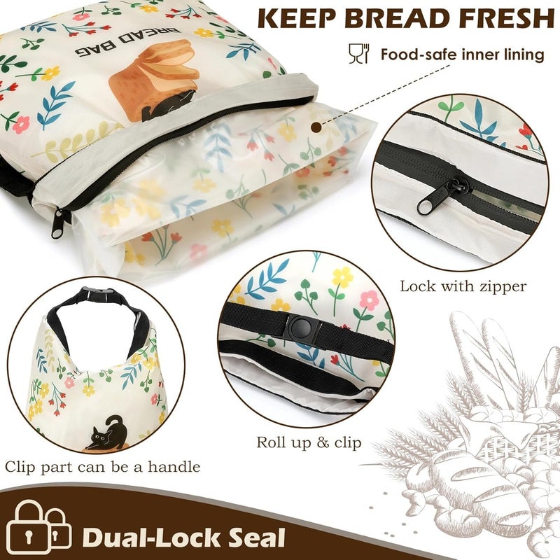Revahope 2 Pack Reusable Bread Bags for Homemade Bread, 17"×13" Sourdough Bread Storage Bags with Bowl Cover - Keep Loaf Fresh and Easy to Wash(Black Cat) - Image 3